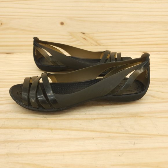 CROCS Shoes Crocs Womens Jelly Flats Sz 6 Brown Peep Toe Slip On